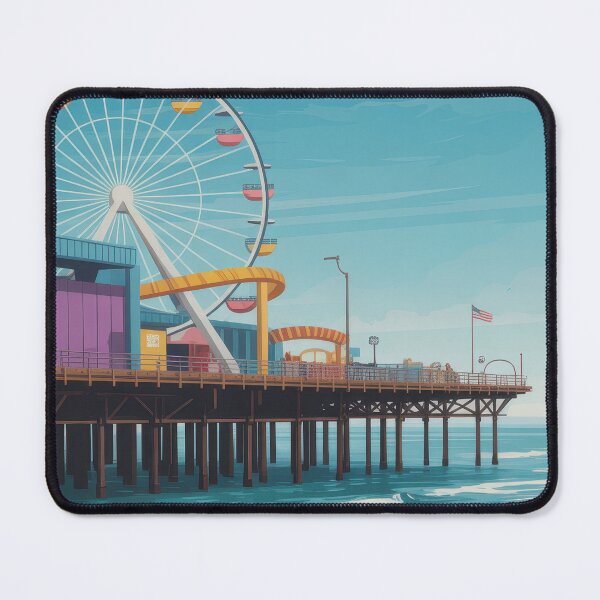 Item preview, Santa Monica Pier – Coastal Vintage Travel Art designed and sold by MarkedArtPrints.