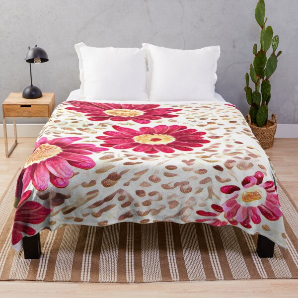 Item preview, Impressionist Pink Daisy Flower Leopard Pattern designed and sold by BalkanBloomArt.