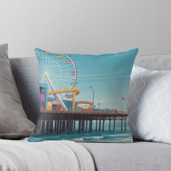 Item preview, Santa Monica Pier – Coastal Vintage Travel Art designed and sold by MarkedArtPrints.