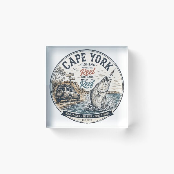 Item preview, Cape York Fishing Outback Meets The Reef Where the Reel Outback Meets the Reef Fishing Crew Fishing Pun Badge designed and sold by Yellowriversss.