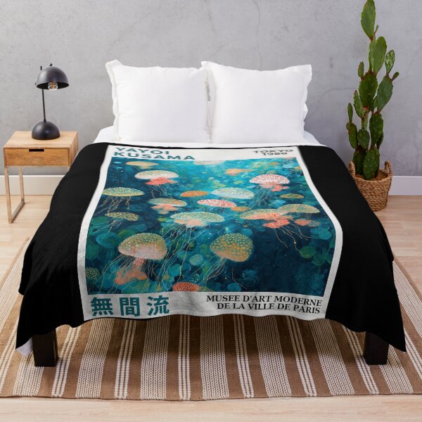 Item preview, Inspired by Yayoi Kusama Jellyfish Poster, Colorful Tokyo 1998 Ocean Art Print, Musee d'Art Moderne Wall Decor designed and sold by HappyGrandmaUB.