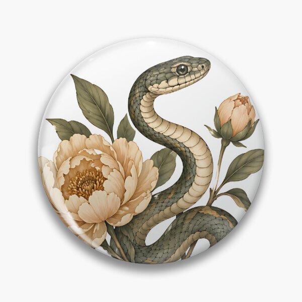 Item preview, Vintage Botanical Snake and Peonies designed and sold by Jaideep Walia.