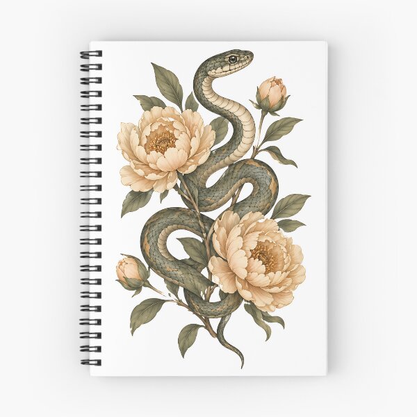 Item preview, Vintage Botanical Snake and Peonies designed and sold by Jaideep Walia.