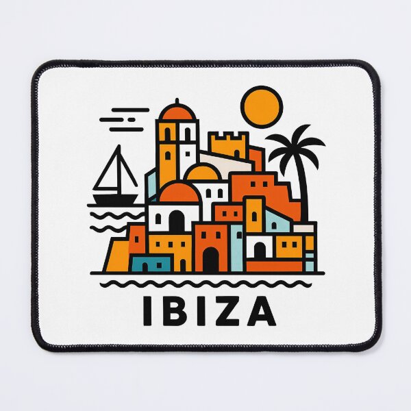 Item preview, Ibiza Spain Travel Souvenir - Old Town Dalt Vila & Sailboat Art designed and sold by OzzFrequency.