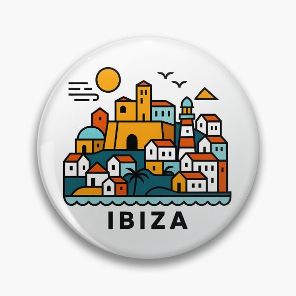 Item preview, Ibiza Spain Travel Souvenir - Old Town Dalt Vila & Sailboat Art designed and sold by OzzFrequency.