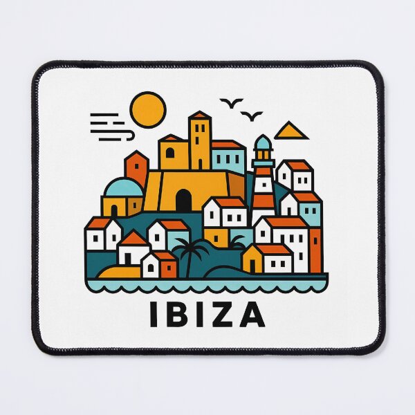 Item preview, Ibiza Spain Travel Souvenir - Old Town Dalt Vila & Sailboat Art designed and sold by OzzFrequency.