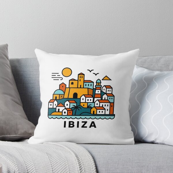 Item preview, Ibiza Spain Travel Souvenir - Old Town Dalt Vila & Sailboat Art designed and sold by OzzFrequency.