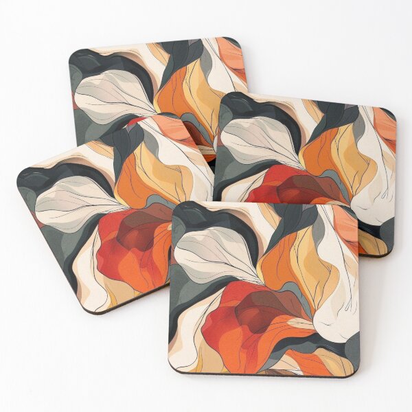 Item preview, Art Nouveau Terracotta & Forest Green Waves - Abstract Botanical Petals designed and sold by LYAN-STORE.