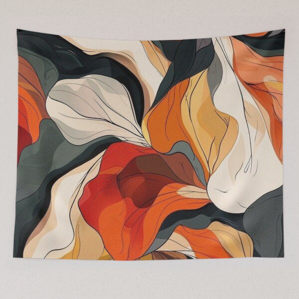 Item preview, Art Nouveau Terracotta & Forest Green Waves - Abstract Botanical Petals designed and sold by LYAN-STORE.