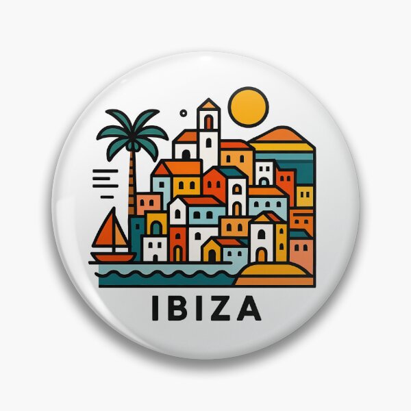 Item preview, Ibiza Spain Travel Souvenir - Old Town Dalt Vila & Sailboat Art designed and sold by OzzFrequency.