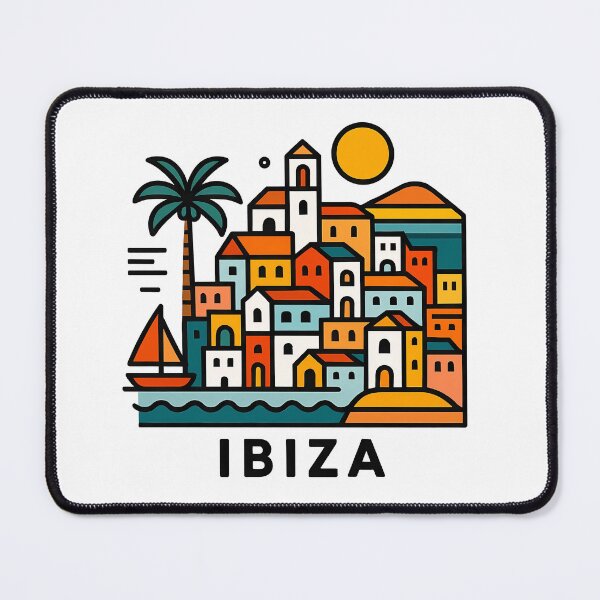 Item preview, Ibiza Spain Travel Souvenir - Old Town Dalt Vila & Sailboat Art designed and sold by OzzFrequency.