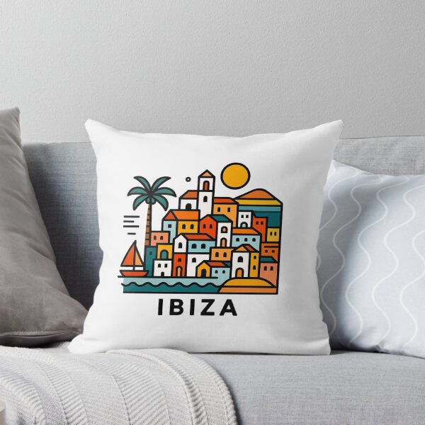 Item preview, Ibiza Spain Travel Souvenir - Old Town Dalt Vila & Sailboat Art designed and sold by OzzFrequency.