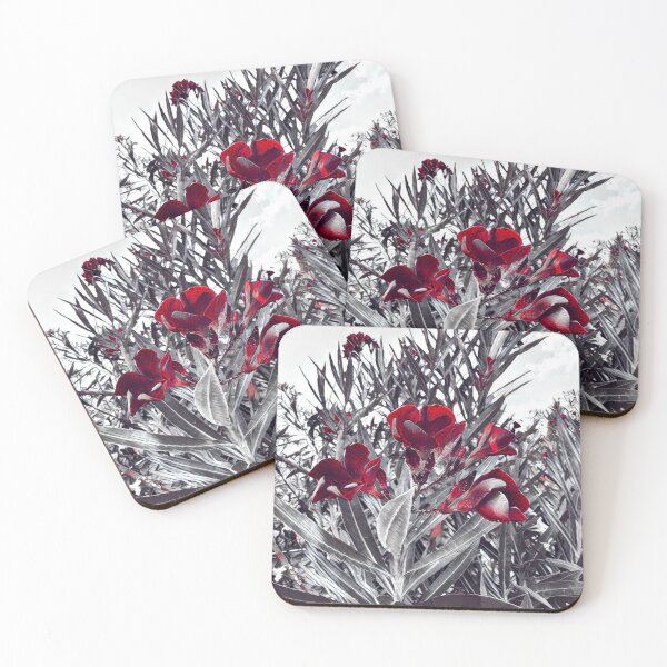 Item preview, Gothic Crimson Red Oleander Monochrome Garden designed and sold by BalkanBloom.