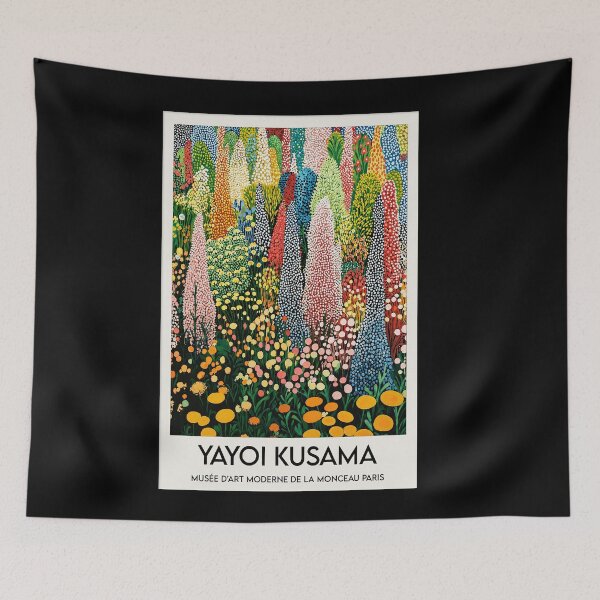 Item preview, Inspired by Yayoi Kusama Tall Flower Field Poster, Colorful Dot Art Meadow Print, Musee d'Art Moderne Wall Decor designed and sold by HappyGrandmaUB.