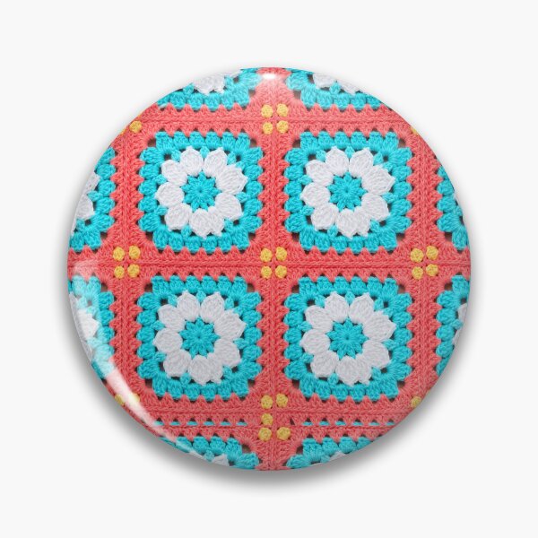 Item preview, Coral Turquoise White Crochet Granny Square Tropical designed and sold by LuisWorks.