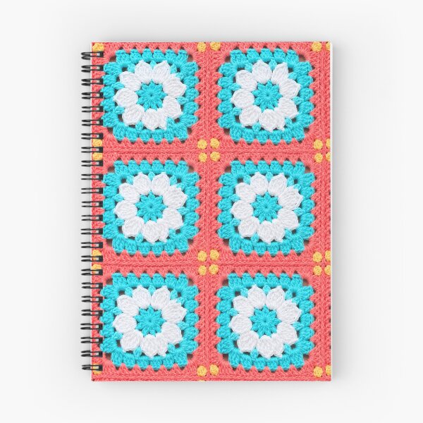 Item preview, Coral Turquoise White Crochet Granny Square Tropical designed and sold by LuisWorks.