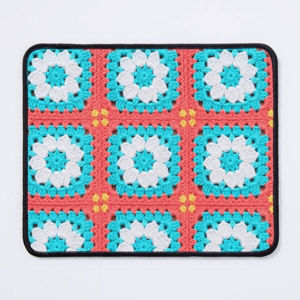 Item preview, Coral Turquoise White Crochet Granny Square Tropical designed and sold by LuisWorks.