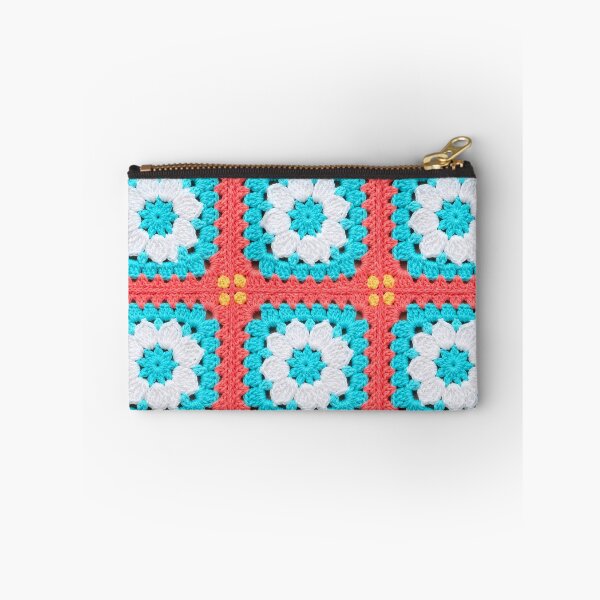Item preview, Coral Turquoise White Crochet Granny Square Tropical designed and sold by LuisWorks.