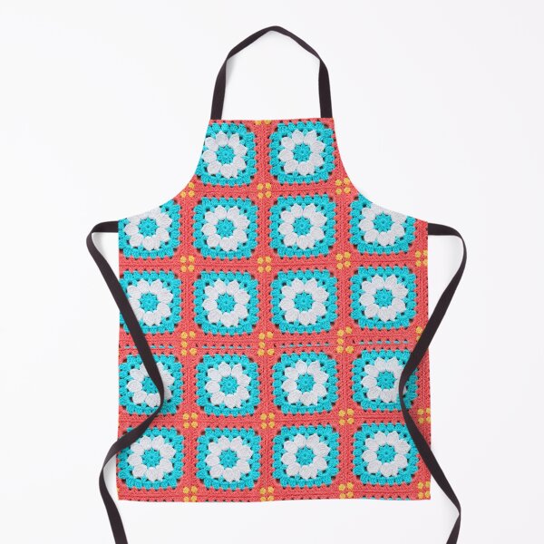 Item preview, Coral Turquoise White Crochet Granny Square Tropical designed and sold by LuisWorks.