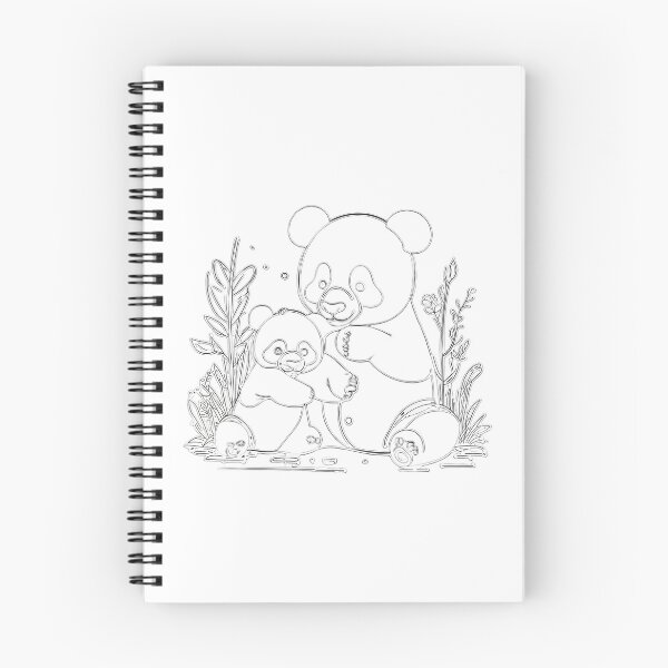 Item preview, Mother Panda and Baby Panda Line Art Illustration designed and sold by Artisan Finds Online.