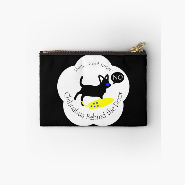 Item preview, Funny Chihuahua Cool Surfer Behind the Door White Base designed and sold by Na7nasColorShop.