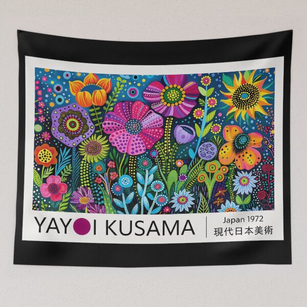Item preview, Inspired by Yayoi Kusama 1972 Flower Poster, Colorful Japanese Dot Art Print, Modern Wall Decor designed and sold by scrambledpeg.