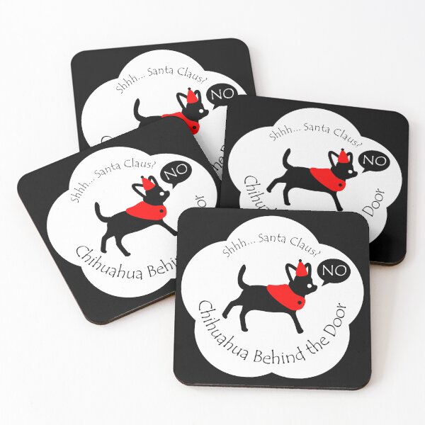 Item preview, Funny Chihuahua Santa Claus Behind the Door White Base designed and sold by Na7nasColorShop.