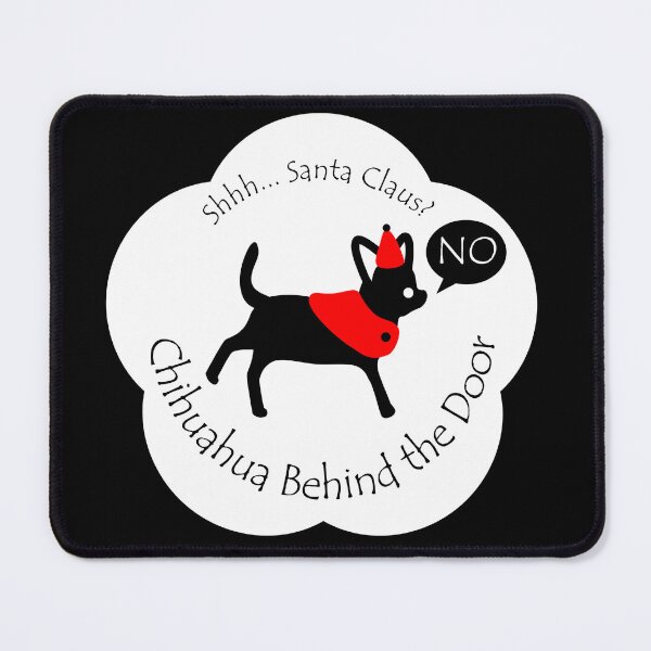 Item preview, Funny Chihuahua Santa Claus Behind the Door White Base designed and sold by Na7nasColorShop.