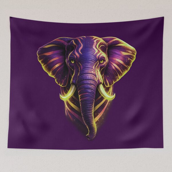 Item preview, Neon Elephant Head Vector Art Trippy Cyberpunk Poster designed and sold by K Design Store.