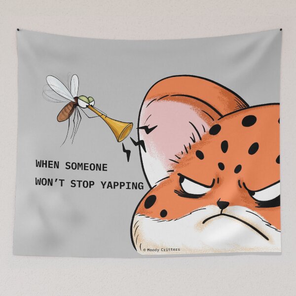 Item preview, Annoyed Leopard Bothered by Yapping Mosquito designed and sold by Moody Critters.