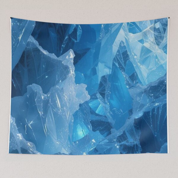 Item preview, Neon Blue Ice Crystals - Abstract Shattered Glass and Frozen Glacier Texture designed and sold by LYAN-STORE.
