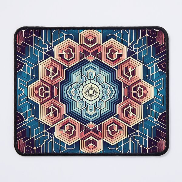 Item preview, Hexagonal Cyber Circuit Mandala designed and sold by nikkolaus.