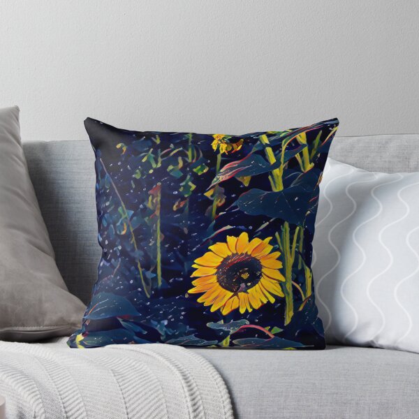 Item preview, Impressionist Sunflower Night Garden Moody Blue Digital Painting designed and sold by BalkanBloom.
