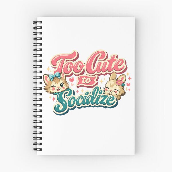 Item preview, Too Cute to Socialize – Retro Cute Kawaii Cat & Bunny Vintage Typography designed and sold by Karszul.