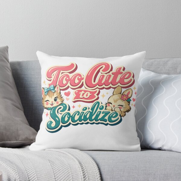 Item preview, Too Cute to Socialize – Retro Cute Kawaii Cat & Bunny Vintage Typography designed and sold by Karszul.