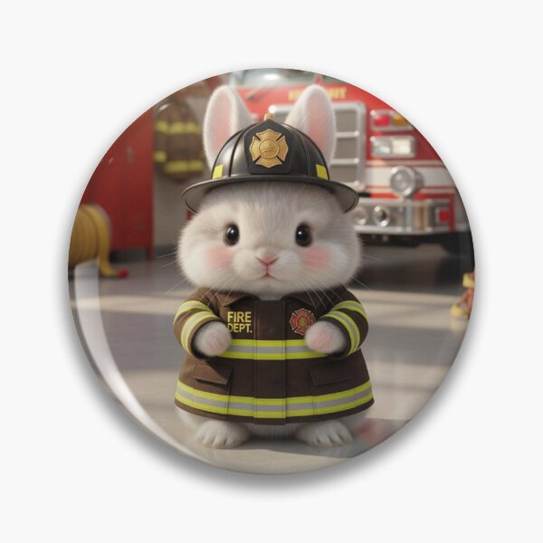 Item preview, Cute Firefighter Bunny Rabbit in Fire Station designed and sold by lovelistivkaa.