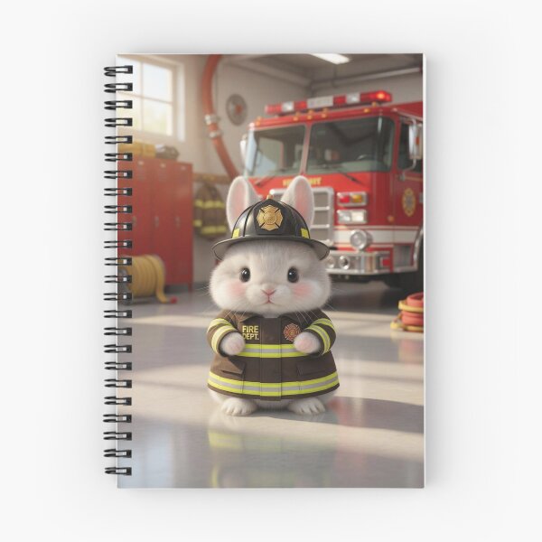 Item preview, Cute Firefighter Bunny Rabbit in Fire Station designed and sold by lovelistivkaa.