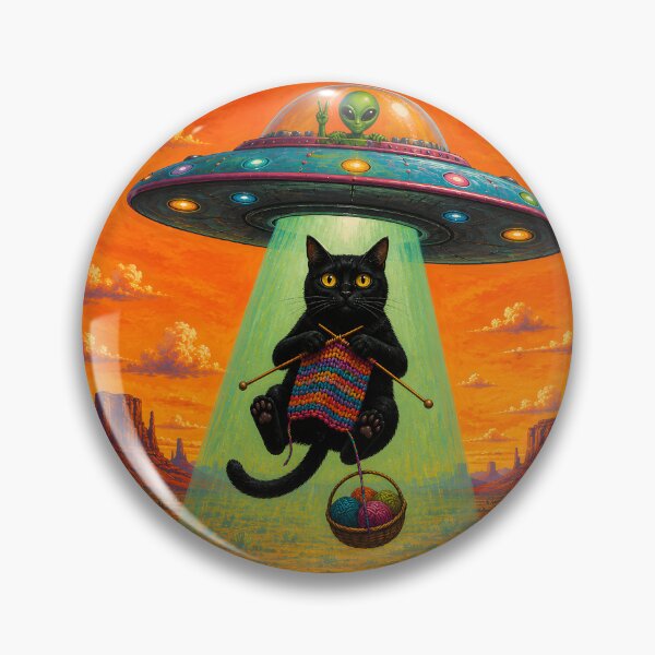 Item preview, Alien cat knitting in desert sunset designed and sold by Erlin Rudho.