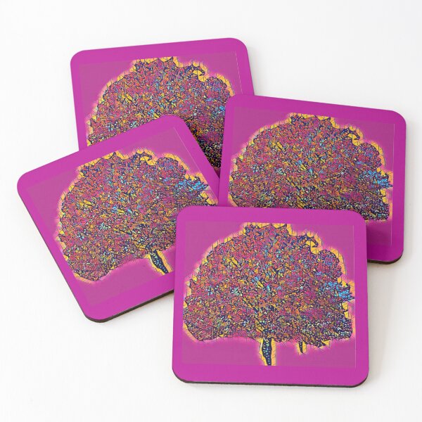 Item preview, Psychedelic Neon Pink Abstract Autumn Tree designed and sold by BalkanBloom.