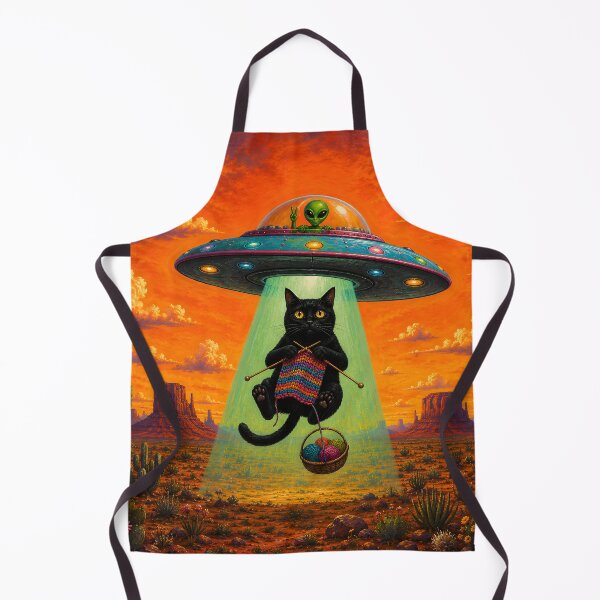 Item preview, Alien cat knitting in desert sunset designed and sold by Erlin Rudho.