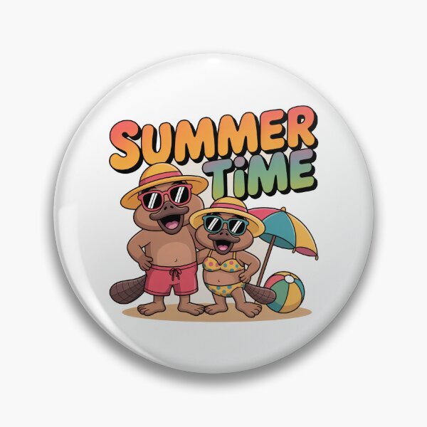Item preview, Summer Time Platypus Beach Couple Sticker designed and sold by RedCircleArt.