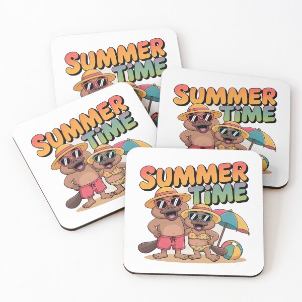 Item preview, Summer Time Platypus Beach Couple Sticker designed and sold by RedCircleArt.