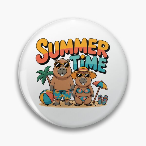 Item preview, Summer Time Capybara Beach Couple Sticker designed and sold by RedCircleArt.