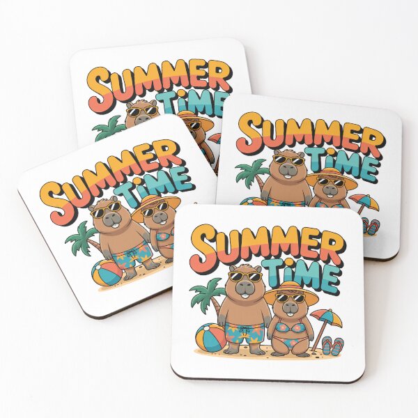 Item preview, Summer Time Capybara Beach Couple Sticker designed and sold by RedCircleArt.