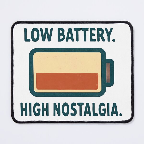 Item preview, Low Battery High Nostalgia – Funny Retro Battery Vintage Y2K Graphic Tee designed and sold by KAM-KAM-STORE.
