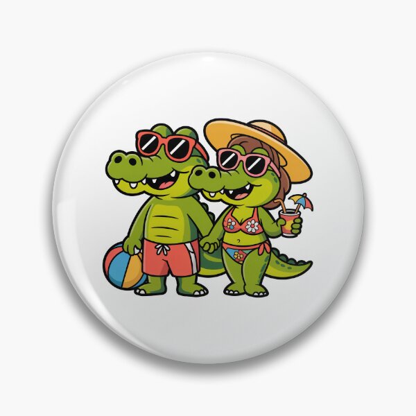 Item preview, Summer Crocodile Beach Couple Cute Sticker designed and sold by RedCircleArt.