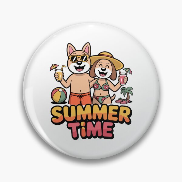 Item preview, Summer Time Dogs Beach Couple Sticker designed and sold by RedCircleArt.