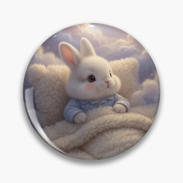 Item preview, Adorable Bunny in Blue Pajamas Having Sweet Dreams on a Cloud designed and sold by lovelistivkaa.