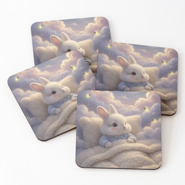 Item preview, Adorable Bunny in Blue Pajamas Having Sweet Dreams on a Cloud designed and sold by lovelistivkaa.