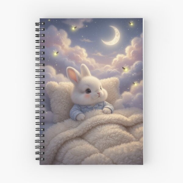 Item preview, Adorable Bunny in Blue Pajamas Having Sweet Dreams on a Cloud designed and sold by lovelistivkaa.
